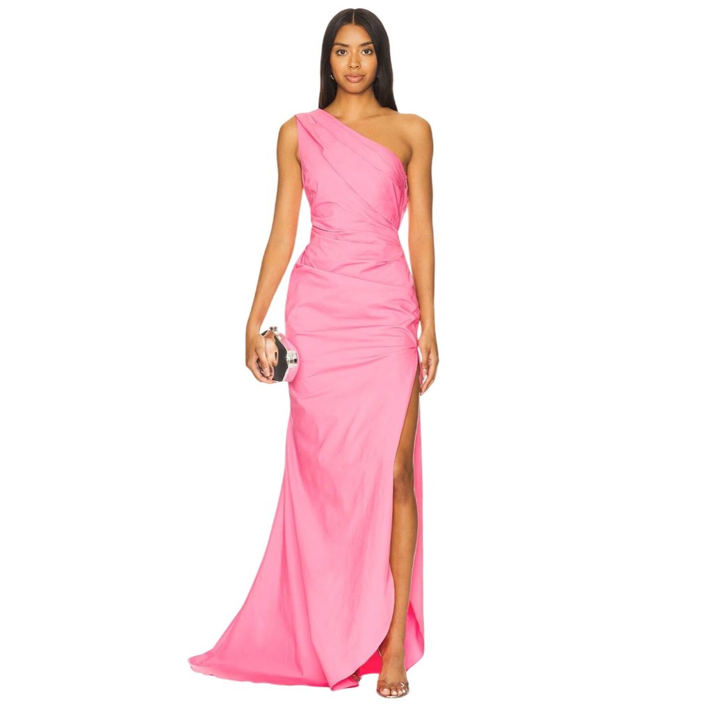 Nbd Zira Gown In Hot Pink Xx-Small New Womens One Shoulder Long Dress Maxi
